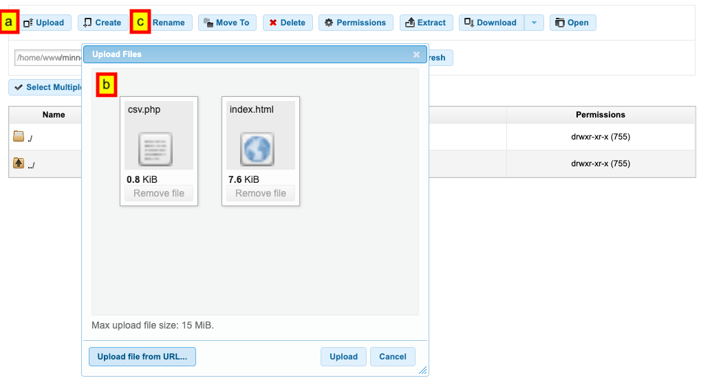 Image 5: the file manager, in the site folder